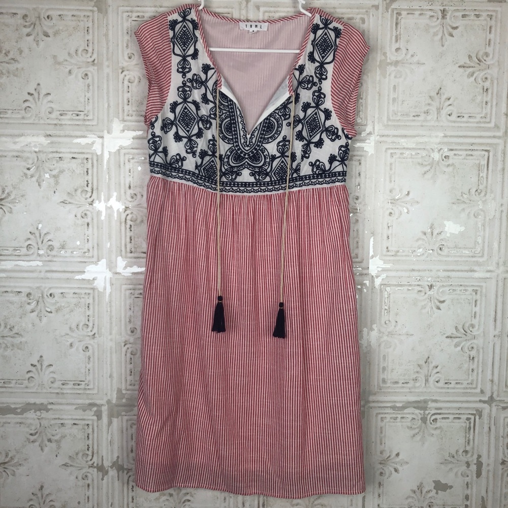 THML | Striped Embroidered Dress